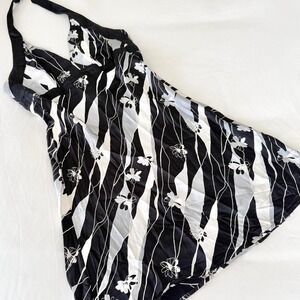 y2k black floral halter dress‎